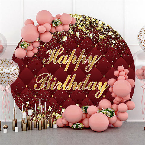 Toile de fond joyeux anniversaire rond bordeaux et rose doré