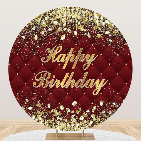 Toile de fond joyeux anniversaire rond bordeaux et rose doré