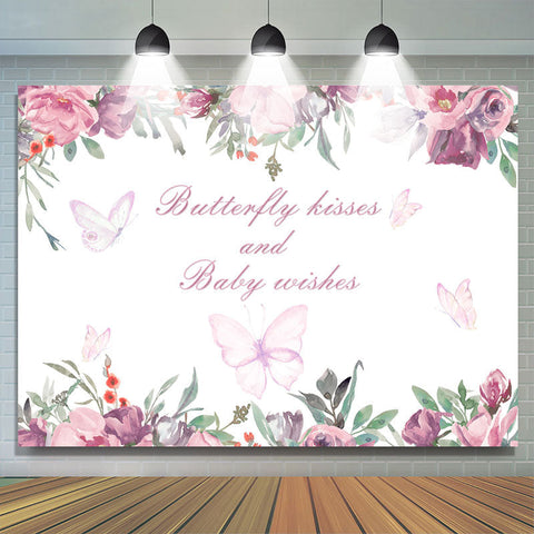 Butterfly Kiss Baby Wishes Toile de fond florale pour baby shower