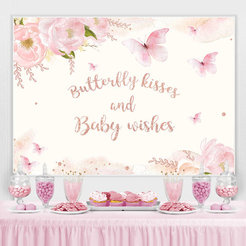 Baisers de papillons et toile de fond souhaitée par bébé pour la douche de bébé