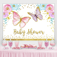 Toile de fond de douche de bébé fille florale aquarelle papillon
