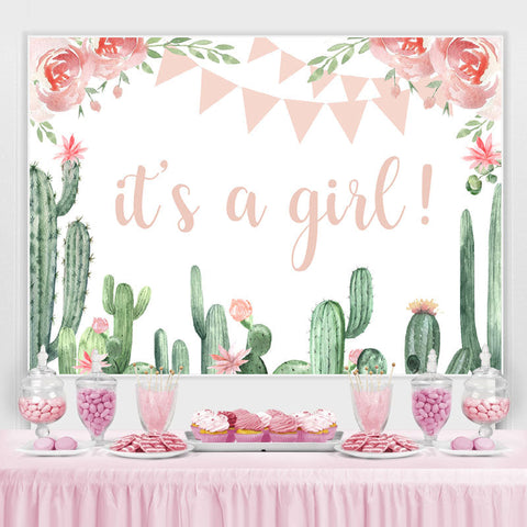 Cactus et floral rose c'est une toile de fond de douche de bébé fille