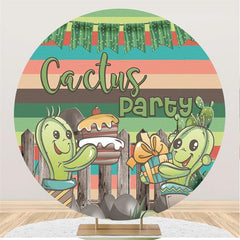 Décors de fête ronds de dessin animé vert de fête de cactus pour les enfants