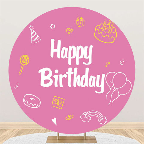 Gateau Donut Lollipop Anniversaire Rose Toile de Fond Ronde