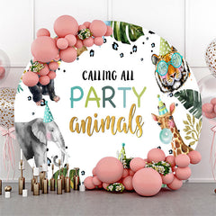 Appel à tous les animaux Toile de fond ronde anniversaire Monstera