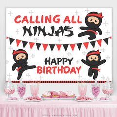 Appel à tous les ninjas dessin animé joyeux anniversaire toile de fond