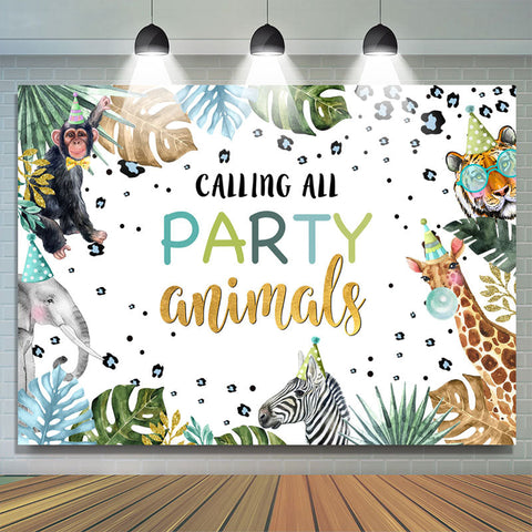 Calling All Party Animals Toile de fond d'anniversaire pour les enfants