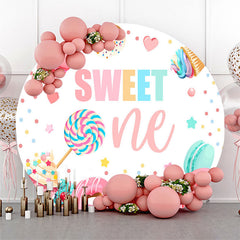 Candy Cake Macaron Sweet Circle 1er anniversaire Toile de fond