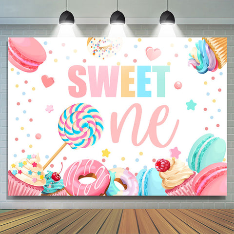 Candyland Donut Sweet One Joyeux Anniversaire Toile de Fond