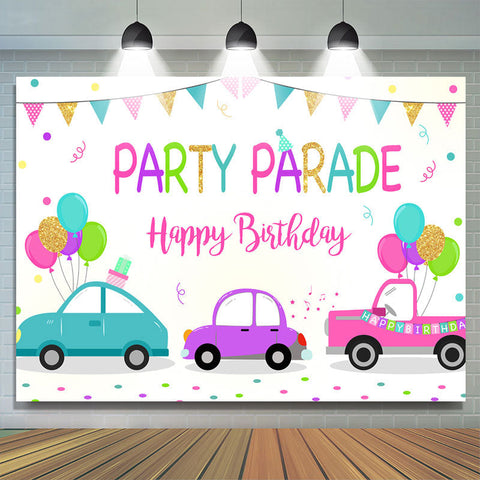 Drapeau de voiture ballons joyeux anniversaire toile de fond pour fille