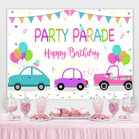 Drapeau de voiture ballons joyeux anniversaire toile de fond pour fille