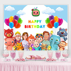 Toile de fond de joyeux anniversaire de ballon de dessin animé pour la fête