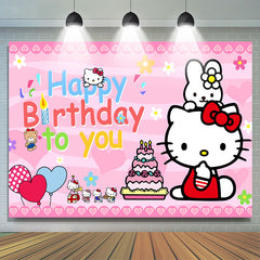Dessin Animé Chat Gâteau Ballon Joyeux Anniversaire Toile de Fond