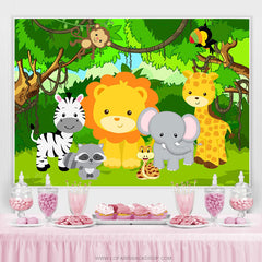 Dessin Animé Mignon Petits Animaux De La Forêt Joyeux Anniversaire Toile De Fond