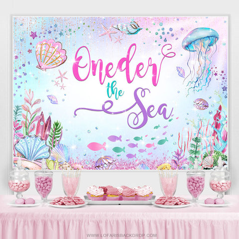 Cartoon Glitter Oneder The Sea Joyeux Anniversaire Toile de Fond