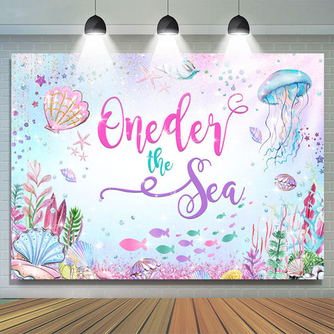 Cartoon Glitter Oneder The Sea Joyeux Anniversaire Toile de Fond