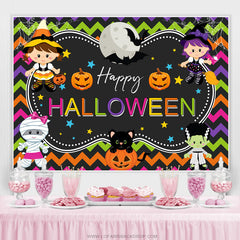 Toile de fond de thème Happy Halloween de petites filles de dessin animé