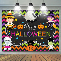 Toile de fond de thème Happy Halloween de petites filles de dessin animé