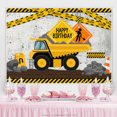 Dessin animé jaune camion arrêt thème joyeux anniversaire toile de fond