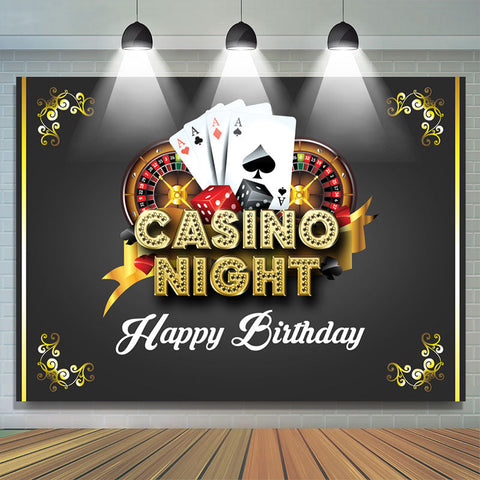 Casino Night Card Noir Or Joyeux Anniversaire Toile de Fond