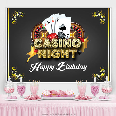 Casino Night Card Noir Or Joyeux Anniversaire Toile de Fond