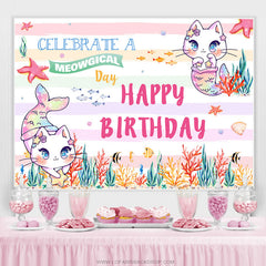 Célébrez une journée meowgical Cute Happy Birthday Backdrop