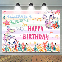 Célébrez une journée meowgical Cute Happy Birthday Backdrop