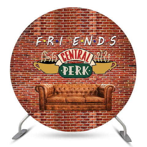 Toile de fond de fête de cercle de mur de briques rouges de Central Perk