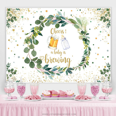 Toile de fond de fête prénatale à feuilles vertes scintillantes