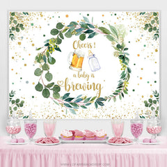 Toile de fond de fête prénatale à feuilles vertes scintillantes