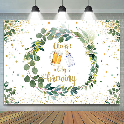 Toile de fond de fête prénatale à feuilles vertes scintillantes
