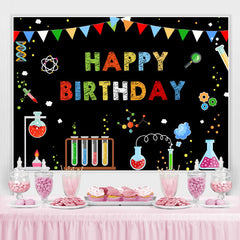 Laboratoire de chimie et toile de fond abstraite d'anniversaire
