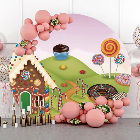 Chocolate House Candy World anniversaire cercle toile de fond