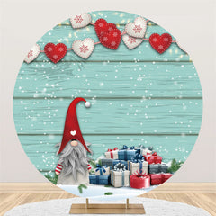 Cadeau de noël et coeur en toile de fond ronde en bois de neige