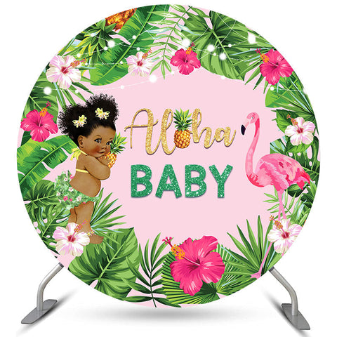 Cercle Aloha Ananas Flamingo Baby Shower Toile de Fond