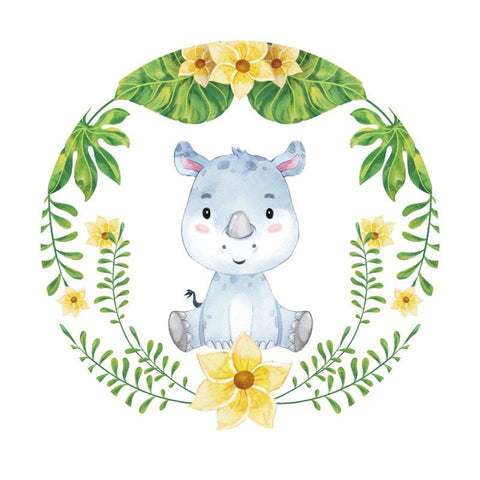 Cercle Bleu Hippo Fleur Jaune Joyeux Anniversaire Toile De Fond