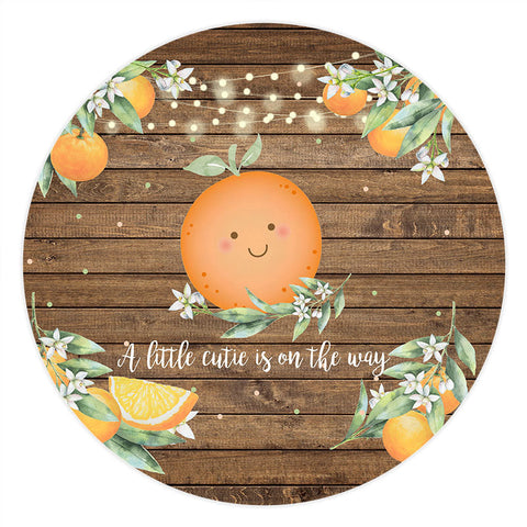 Fond de fête de naissance en bois brun orange mignon de cercle