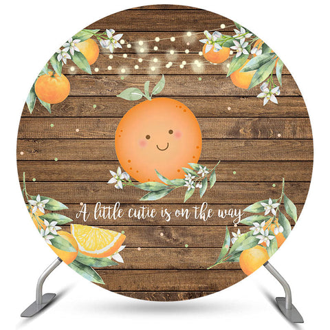 Fond de fête de naissance en bois brun orange mignon de cercle