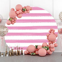 Fond De Joyeux Anniversaire à Rayures Blanches Rose Foncé Cercle