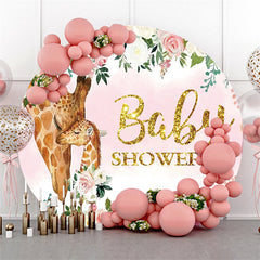 Cercle Floral Girafe Maman Bébé Toile de Fond Pour Baby Shower