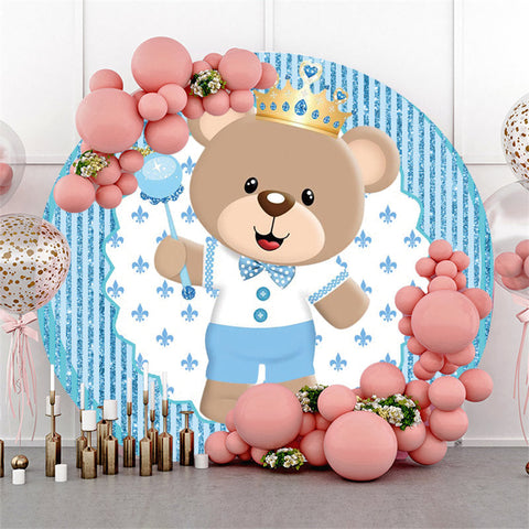 Cercle Glitter Blue Bear Baby Shower Party Toile de fond