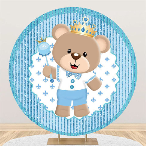 Cercle Glitter Blue Bear Baby Shower Party Toile de fond