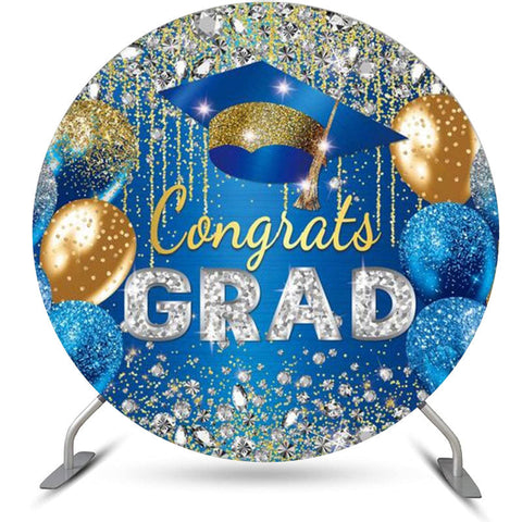 Cercle Glitter Diamond Blue Graduation Party Backdrop