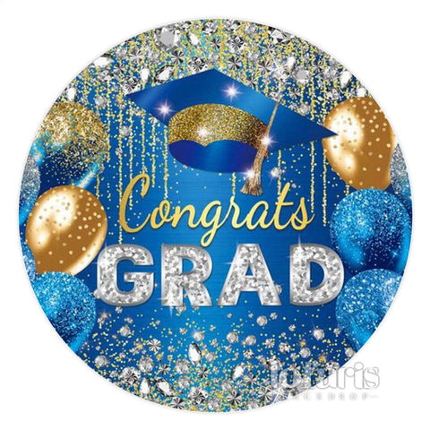 Cercle Glitter Diamond Blue Graduation Party Backdrop