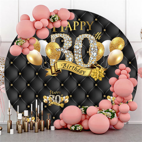 Cercle Or Ballons Noir Joyeux 40e Anniversaire Toile De Fond