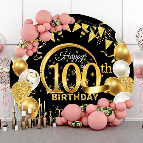 Cercle Or Glitter Noir 100e Anniversaire Toile de Fond