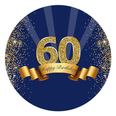 Toile De Fond Cercle Or Parties scintillant Bleu 60ème Joyeux Anniversaire