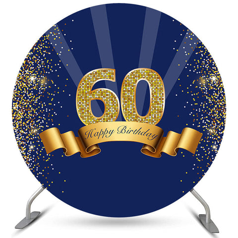 Toile De Fond Cercle Or Parties scintillant Bleu 60ème Joyeux Anniversaire