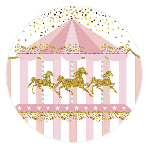 Cercle Or Glitter Carrousel Rose Anniversaire Toile de Fond