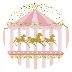 Cercle Or Glitter Carrousel Rose Anniversaire Toile de Fond